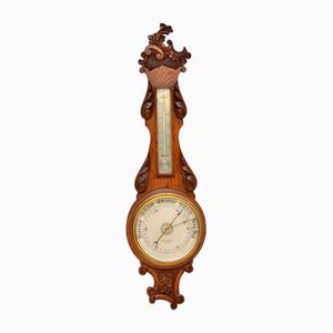 Baromètre Banjo Victorien en Chêne Sculpté de Maple & Co, 1880s