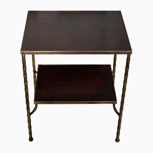 Faux Bamboo Brass Side Table, 1940
