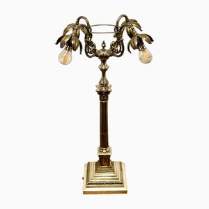 Hohe versilberte Tischlampe, 1890er