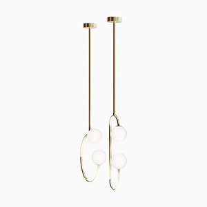 Gabriela and Olivia Brass Ceiling Lamps by Royal Stranger, Set of 2