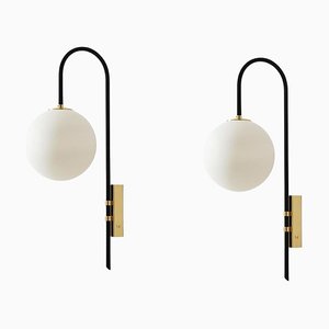Black Brass Wall Lamp 06 by Magic Circus Editions, Set of 2