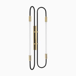 Back and Brass Wall Lamp Neon Double 103 by Magic Circus Editions