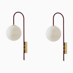Red Brass Wall Lamp 06 by Magic Circus Editions, Set of 2