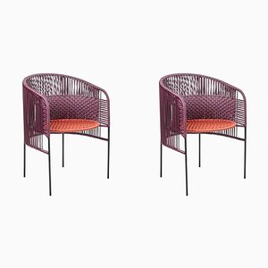 Set of Violet Orange Caribe Chic Dining Chairs by Sebastian Herkner