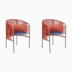 Set of Orange Caribe Chic Dining Chairs by Sebastian Herkner