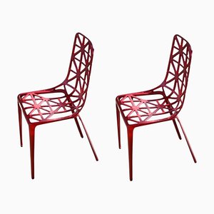 Rote New Eiffel Tower Stühle von Alain Moatti, 2er Set