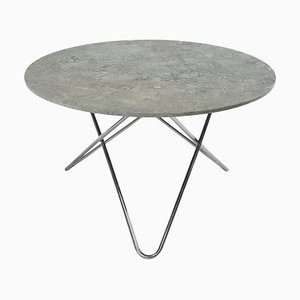Grey Marble and Stainless Steel Big O Table by OxDenmarq