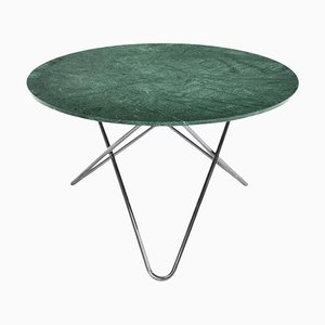 Table Big O en Marbre Indio Vert et Acier Inoxydable par OxDenmarq