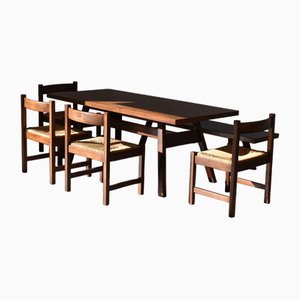 Dining Table, Chairs and Bench by Giovanni Michelucci for Poltronova, Set of 6