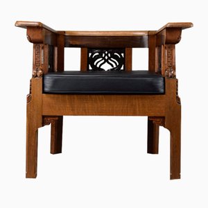 Art Deco Sculptural Wooden Armchair, 1928
