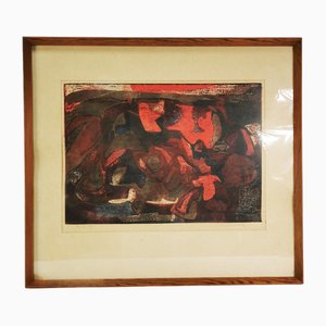 Helle Thorborg, Composition, 1967, Lithograph, Framed