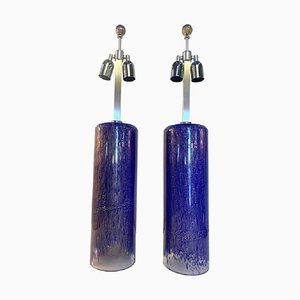 Tischlampen in Blau & Gold von Simong, 2er Set