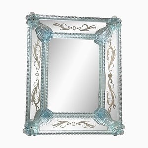 Espejo Floreal veneciano rectangular en azul claro de Simong