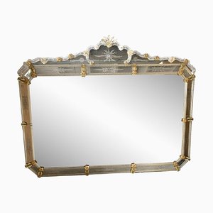 Venetian Rectangular Gold Floreal Hand-Carving Mirror by Simong