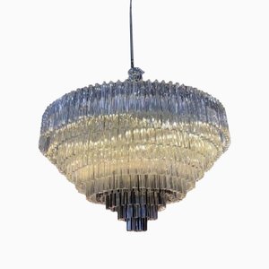 Transparent and Black Triedro Murano Glass Chandelier by Simong