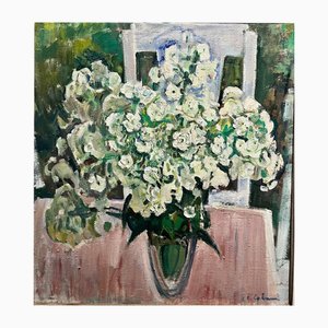 Gleb Savinov, White Flowers, 1990, Oil on Canvas