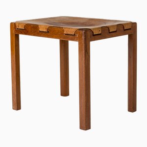 Tabouret Mid-Century en Cuir, Suède, 1950s