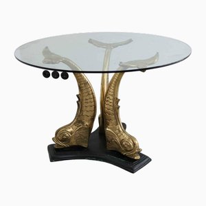 Hollywood Regency Italian Sculpturall Dining Table in Brass Koi, 1970s