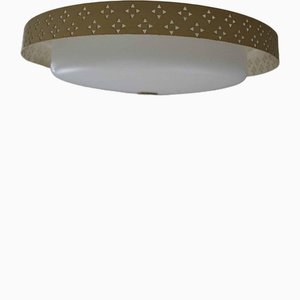 Perforated Sheet Brass Ceiling Lamp in the style of Mathieu Mategot, 1960s