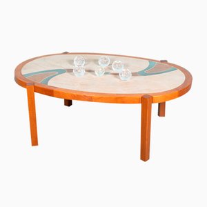 Vintage Danish Coffee Table Travertin by Tue Poulsen for Haslev Møbelsnedkeri, 1970s