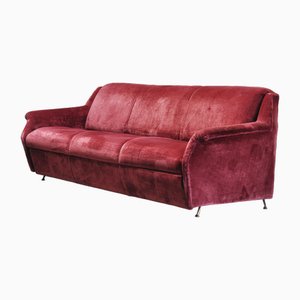 Mid-Century Italian Velvet 3-Seater Sofa, 1950s