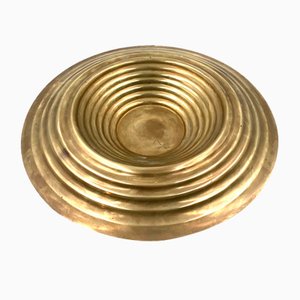 Large Brass Grooved Centerpiece, Italy, 1970s