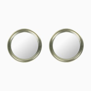 Nickel Plated Brass & Black Metal Mirrors by Sergio Mazza for Artemide, 1970s, Set of 2