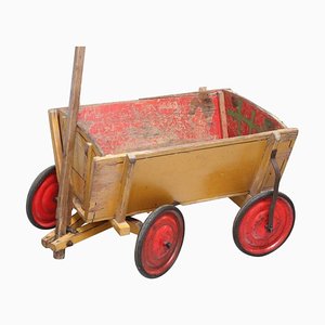Mid-Century German Wiser Pine Tin Log Coal Decorative Cart, 1930s