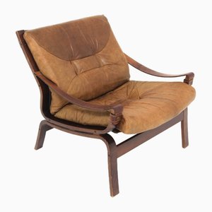 Scandinavian Leather Armchair, Norway, 1960s