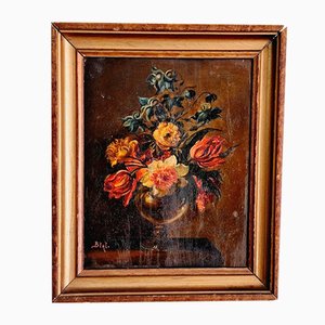 Spanish School Artist, Still Life with Flowers, Early 20th Century, Oil on Panel, Framed