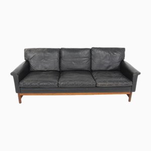 3-Seater Scandinavian Leather Sofa, Sweden, 1960s