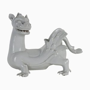 Vintage Dragon Sculpture in White Porcelain, 1970s