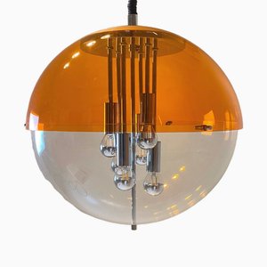 Space Age Orange Ceiling Light attributed to Raak, Holland, 1970s