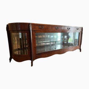 Large Sideboard in Walnut, Glass and Brass, 1890s