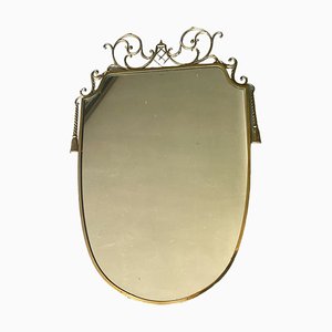 Espejo de pared vintage de bronce, años 40