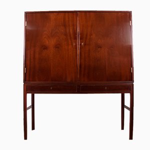 High Danish Cabinet in Mahogany and Brass by Ole Wanscher for Poul Jeppesen, 1960s