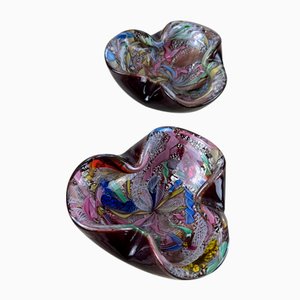 Variegated Murano Glass Ashtrays, 1970s, Set of 2