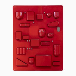 Roter Wandorganizer aus Kunststoff von Dorothee Becker für Design M, C. 1969