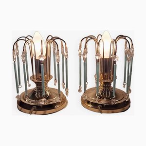 Gold and Glass Murano Table Lamps, 1970s, Set of 2