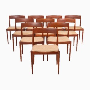 4110 Dining Chairs in Teak and Leather by Kai Kristiansen for Fritz Hansen, Denmark, 1960s, Set of 10