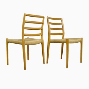 Danish Oak Dining Chairs Model 85 by Niels Otto Møller for J.L. Møllers Furniture Factory, 1970s, Set of 2