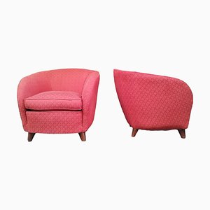 Italian Red Fabric Armchairs by Gio Ponti, 1950s, Set of 2