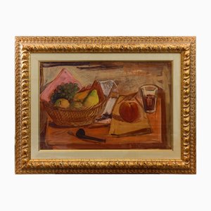 Achille Funi, Still Life Tribute, Tempera on Paper, 1964, Framed