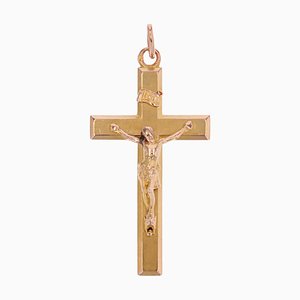 Colgante con cruz de Cristo francés de oro rosa de 18 kt