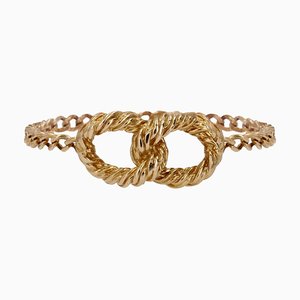 Moderno anello a catena intrecciata in oro giallo 18 carati