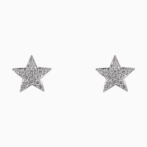 Aretes modernos con forma de estrella de diamantes y oro blanco de 18 kt. Juego de 2