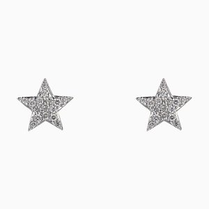 Modern 18 Karat White Gold and Diamond Star Stud Earrings, Set of 2