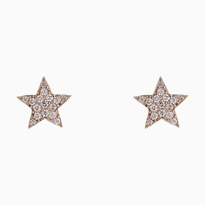 Modern 18 Karat Rose Gold and Diamond Star Stud Earrings, Set of 2