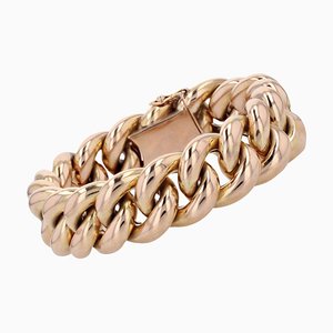 French 18 Karat Rose Gold Curb Chain Bracelet, 1950s
