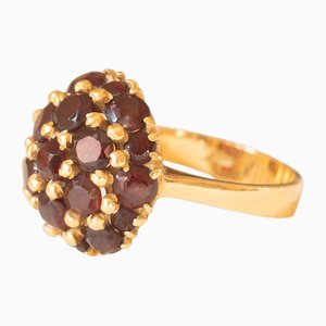 Vintage 18K Yellow Gold Ring with Garnets, 1950s